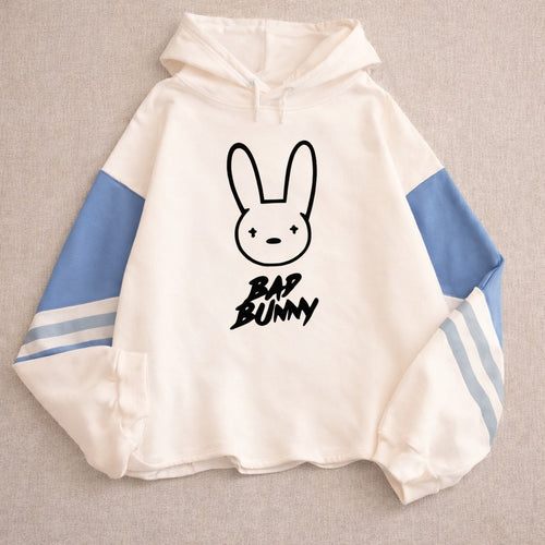 Hoodie Unisex – Street Bunny White Blue