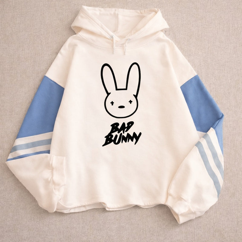 Hoodie Unisex – Street Bunny White Blue